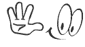 Frog smiley black and white, waving hand, in white background